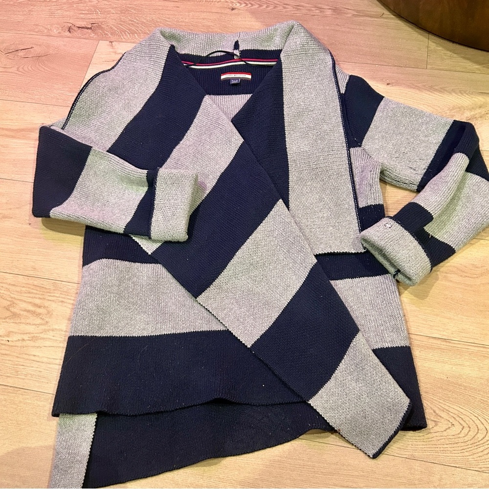 Tommy Hilfiger Striped Navy and Gray Cardigan